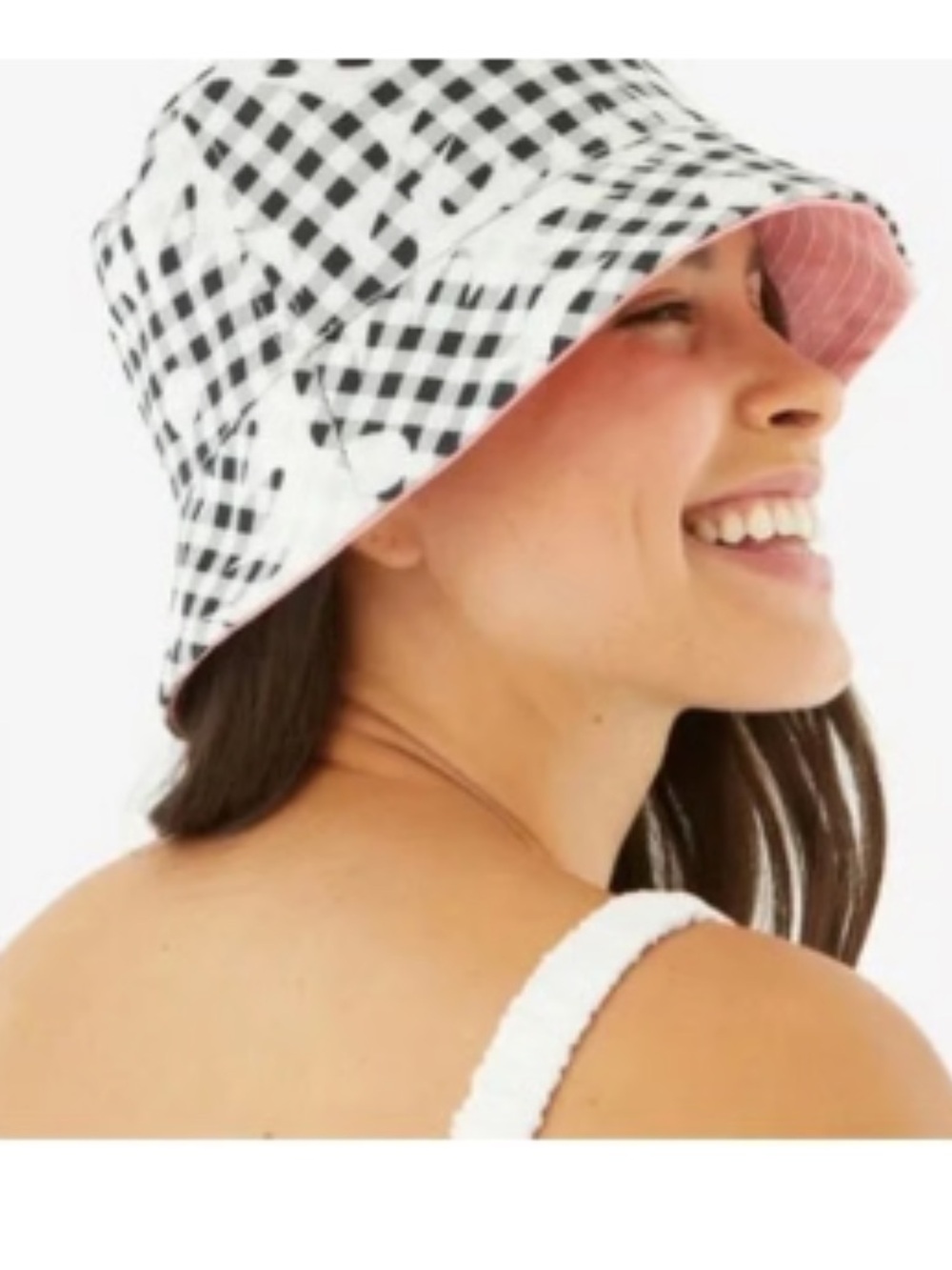 kate spade Daisy Gingham Reversible Bucket Hat